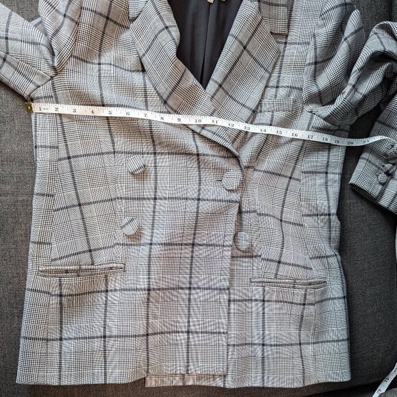SEA New York Bacall Checked Double Breasted Grey Blazer - Picture 5 of 11